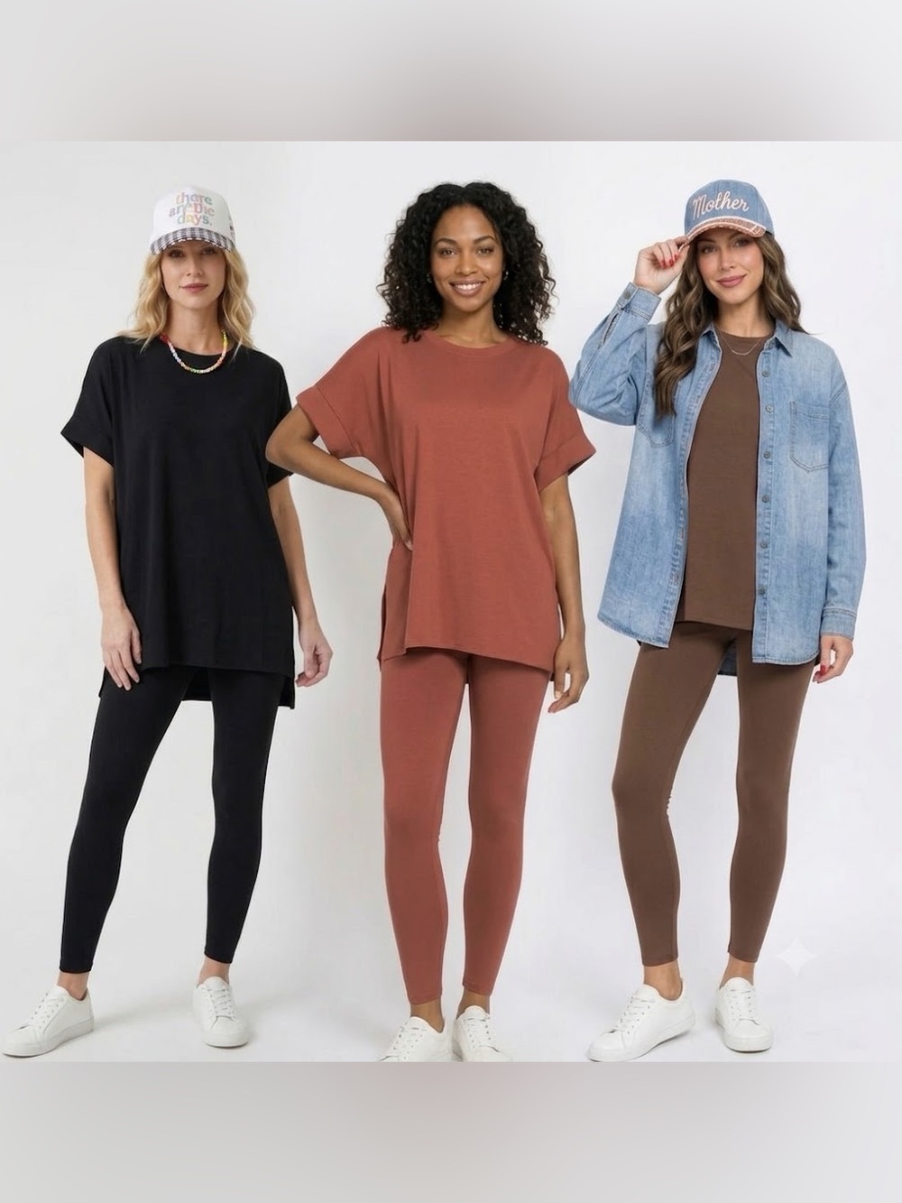 Zenana buttery soft sets top and leggings rust brown or black small med large xl